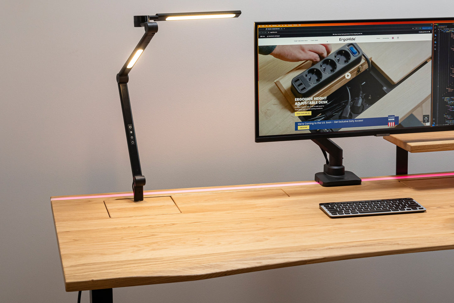 Bras support écran simple avec ressort à gaz – Ports USB et gestion des câbles