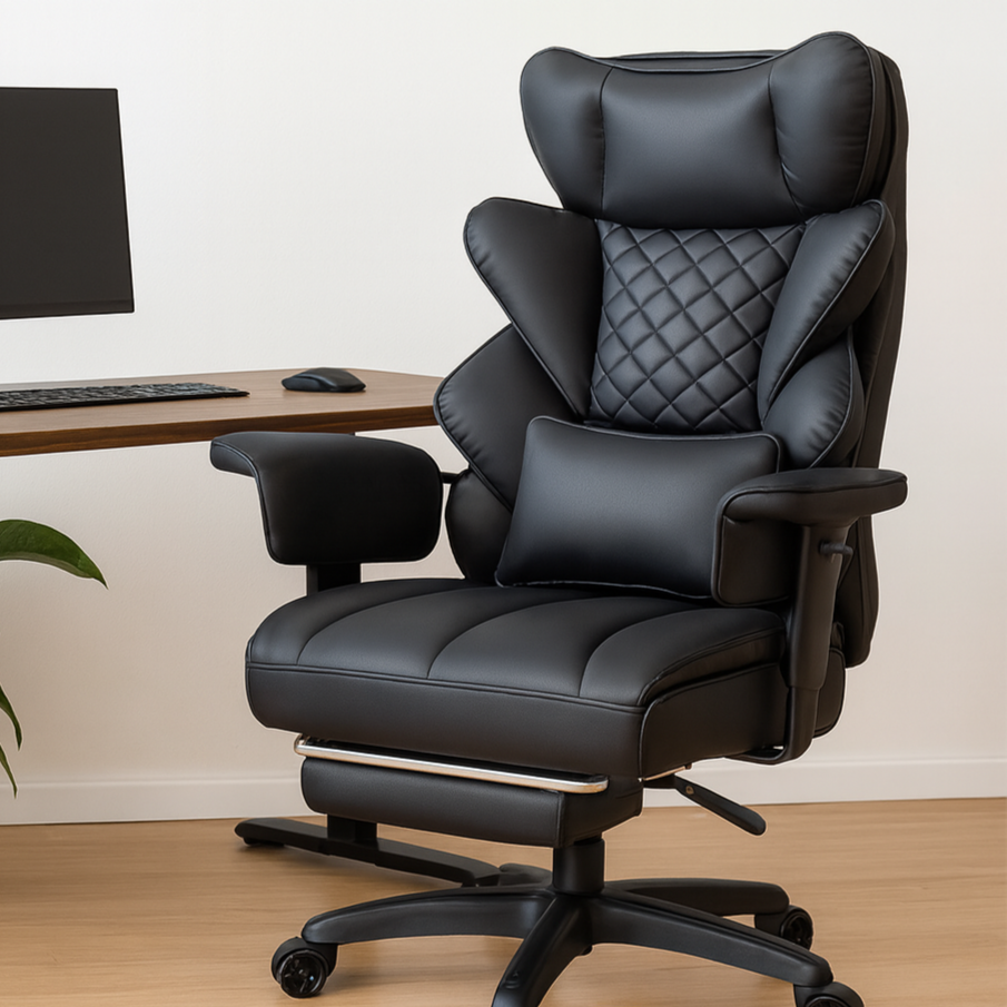 Chaise de bureau réglable avec appui-tête, soutien lombaire, dossier en maille et accoudoirs 3D