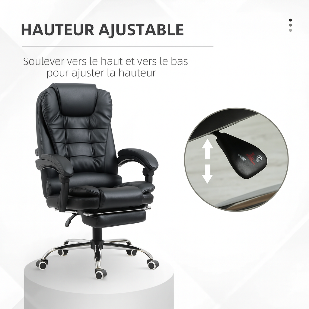 Chaise de bureau à dossier haut Axel avec appui-tête, accoudoirs réglables et soutien lombaire intégré