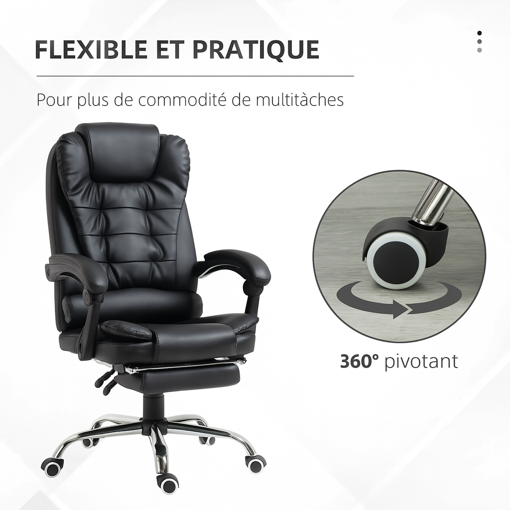 Chaise de bureau à dossier haut Axel avec appui-tête, accoudoirs réglables et soutien lombaire intégré