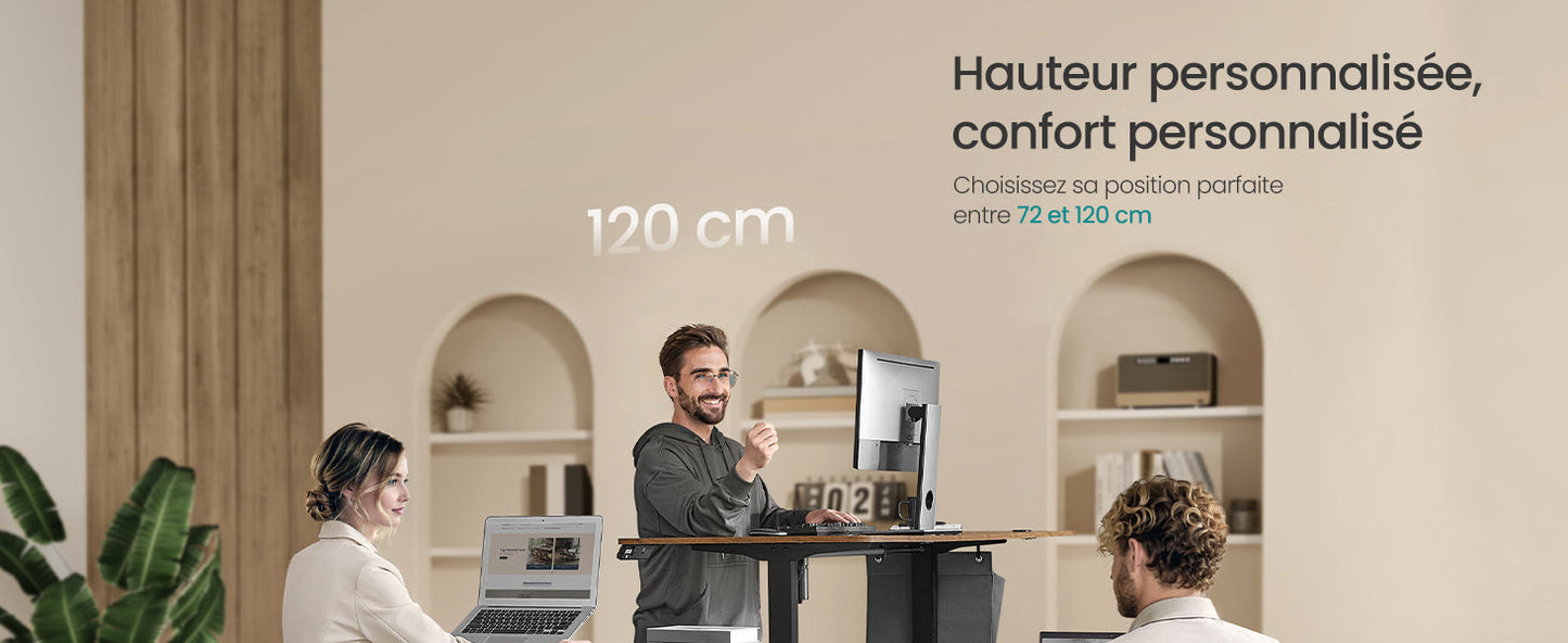 SONGMICS Height-Adjustable Electric Desk, 60 x 120 x (72-120), Adjustable Table, Memory Function for 4 Heights