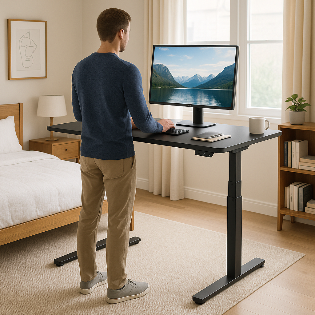Bureau assis-debout électrique Modul, moteur intégré, hauteur réglable de 72 à 117 cm, sans plateau