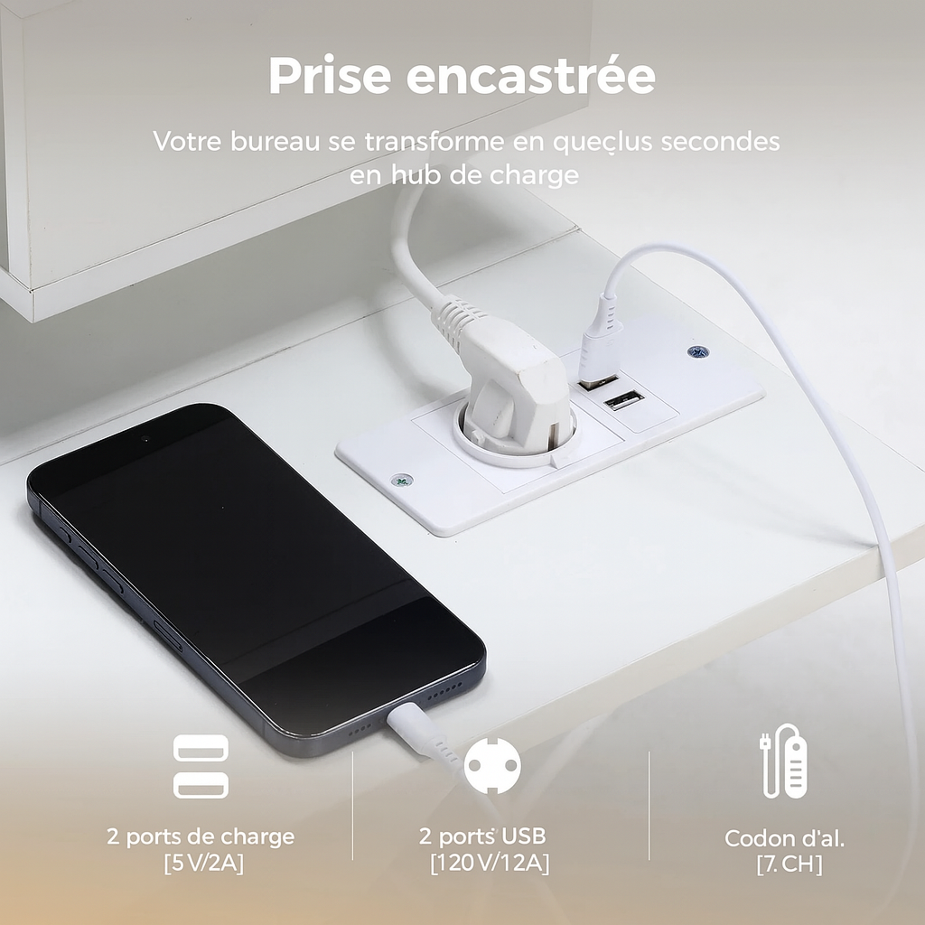 Bureau assis-debout électrique Epure avec double moteur, hauteur réglable de 60 à 125 cm, sans plateau