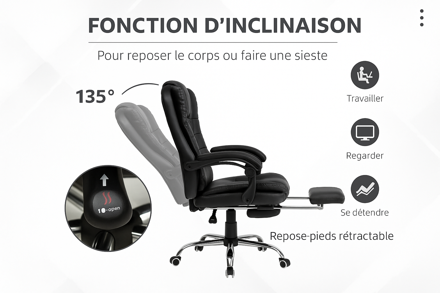 Chaise de bureau à dossier haut Axel avec appui-tête, accoudoirs réglables et soutien lombaire intégré