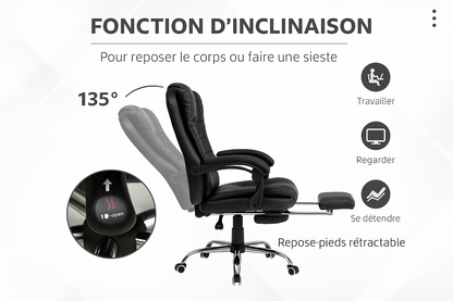 Chaise de bureau à dossier haut Axel avec appui-tête, accoudoirs réglables et soutien lombaire intégré
