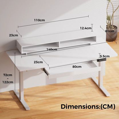 GTPLAYER Height Adjustable desk Electric 120x 60cm desk Drawers and Monitor Stand Ideal for office