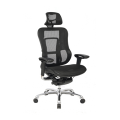 Chaise de bureau en maille avec appui-tête réglable, accoudoirs réglables et base en aluminium