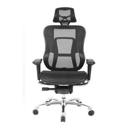 Chaise de bureau en maille avec appui-tête réglable, accoudoirs réglables et base en aluminium