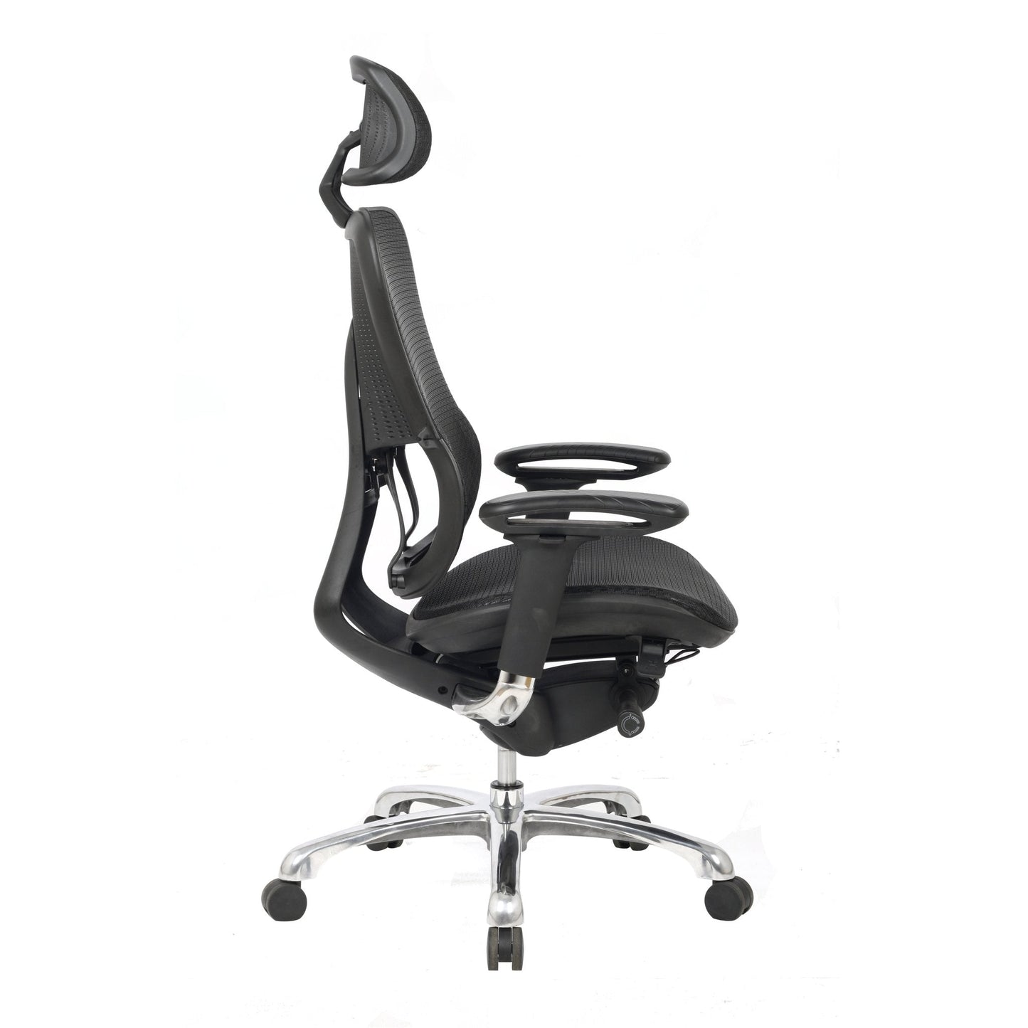 Chaise de bureau en maille avec appui-tête réglable, accoudoirs réglables et base en aluminium