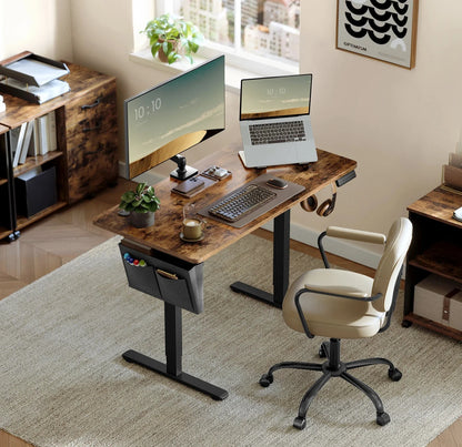 SONGMICS Height-Adjustable Electric Desk, 60 x 120 x (72-120), Adjustable Table, Memory Function for 4 Heights