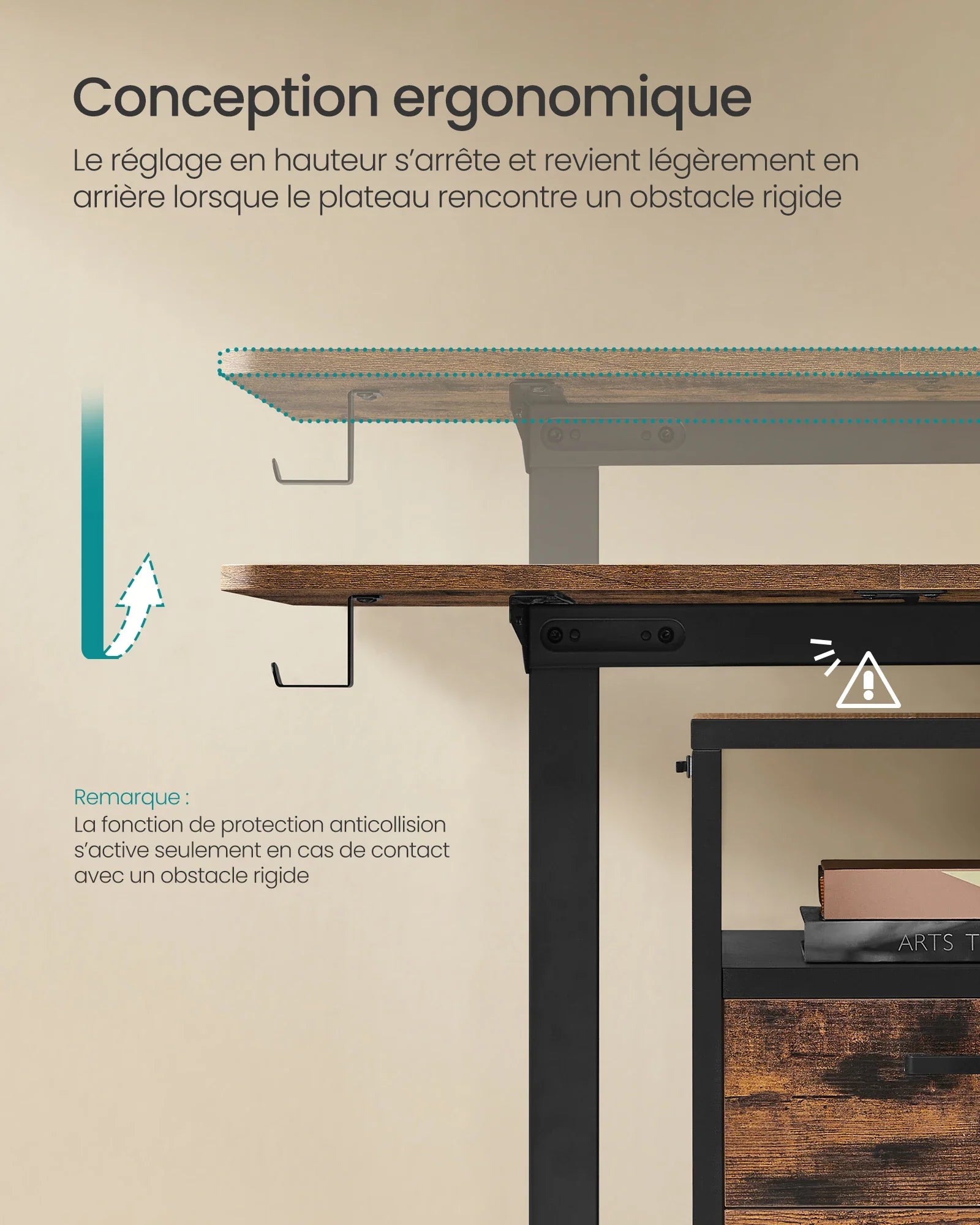 SONGMICS Height-Adjustable Electric Desk, 60 x 120 x (72-120), Adjustable Table, Memory Function for 4 Heights