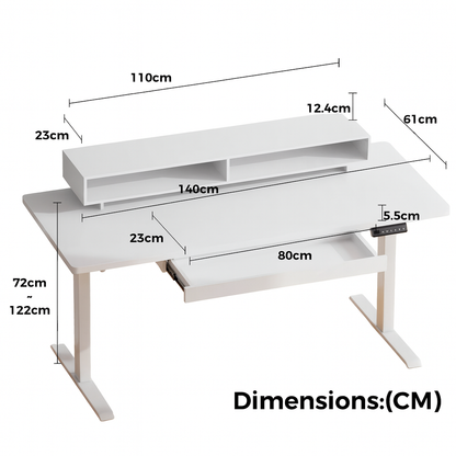 Bureau assis-debout électrique Epure avec double moteur, hauteur réglable de 60 à 125 cm, sans plateau