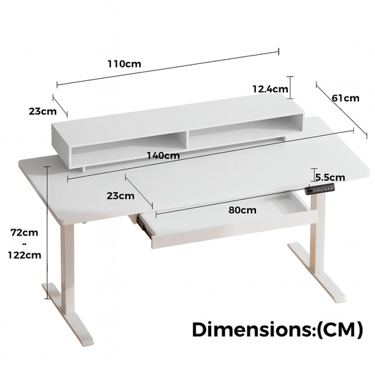 Bureau assis-debout électrique Epure avec double moteur, hauteur réglable de 60 à 125 cm, sans plateau