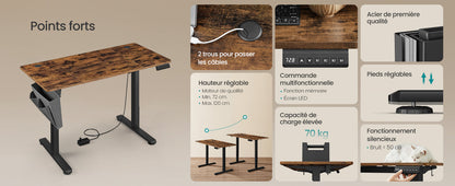 SONGMICS Height-Adjustable Electric Desk, 60 x 120 x (72-120), Adjustable Table, Memory Function for 4 Heights