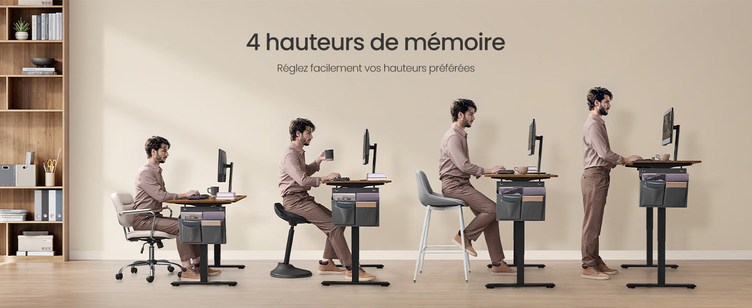 SONGMICS Height-Adjustable Electric Desk, 60 x 120 x (72-120), Adjustable Table, Memory Function for 4 Heights