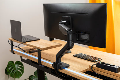 Bras support écran simple avec ressort à gaz – Ports USB et gestion des câbles
